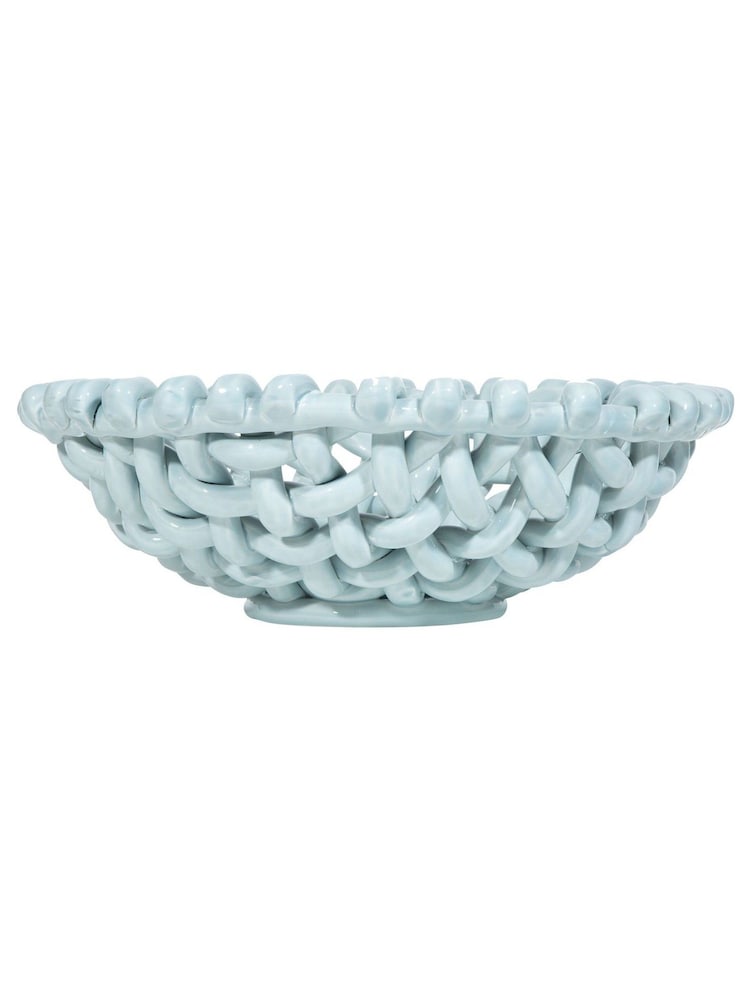 LATE AFTERNOON Sky Blue Large Basketweave Bowl - Image 6 of 6 LATE AFTERNOON Sky Blue Large Basketweave Bowl - Image 6 of 6