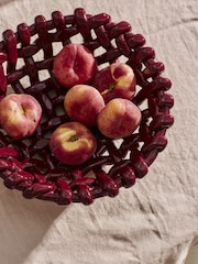 LATE AFTERNOON Burgundy Large Basketweave Bowl - Image 1 of 7