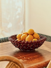LATE AFTERNOON Burgundy Large Basketweave Bowl - Image 4 of 7