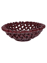 LATE AFTERNOON Burgundy Large Basketweave Bowl - Image 5 of 7