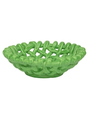 LATE AFTERNOON Apple Green Medium Basketweave Bowl - Image 4 of 6