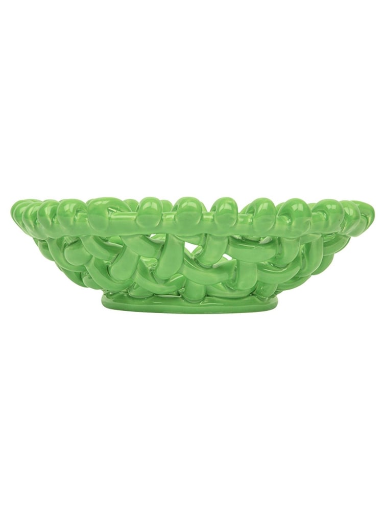LATE AFTERNOON Apple Green Medium Basketweave Bowl - Image 6 of 6 LATE AFTERNOON Apple Green Medium Basketweave Bowl - Image 6 of 6