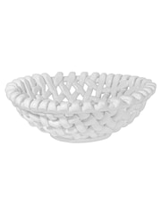 LATE AFTERNOON White Large Basketweave Bowl - Image 5 of 6