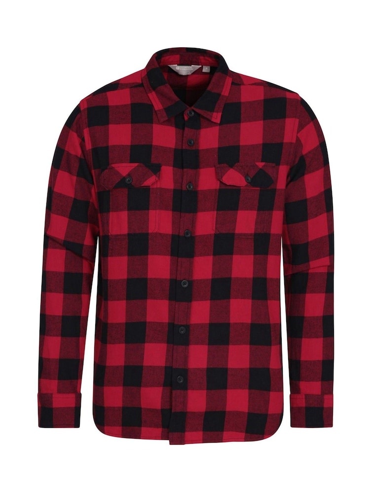 Mountain Warehouse Red and Black Trace Mens Flannel Long Sleeve Shirt - Image 1 of 2 Mountain Warehouse Red and Black Trace Mens Flannel Long Sleeve Shirt - Image 1 of 2