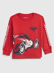 Gap Red Cars Disney Cars Long Sleeve Organic Cotton T-Shirt - Image 1 of 3