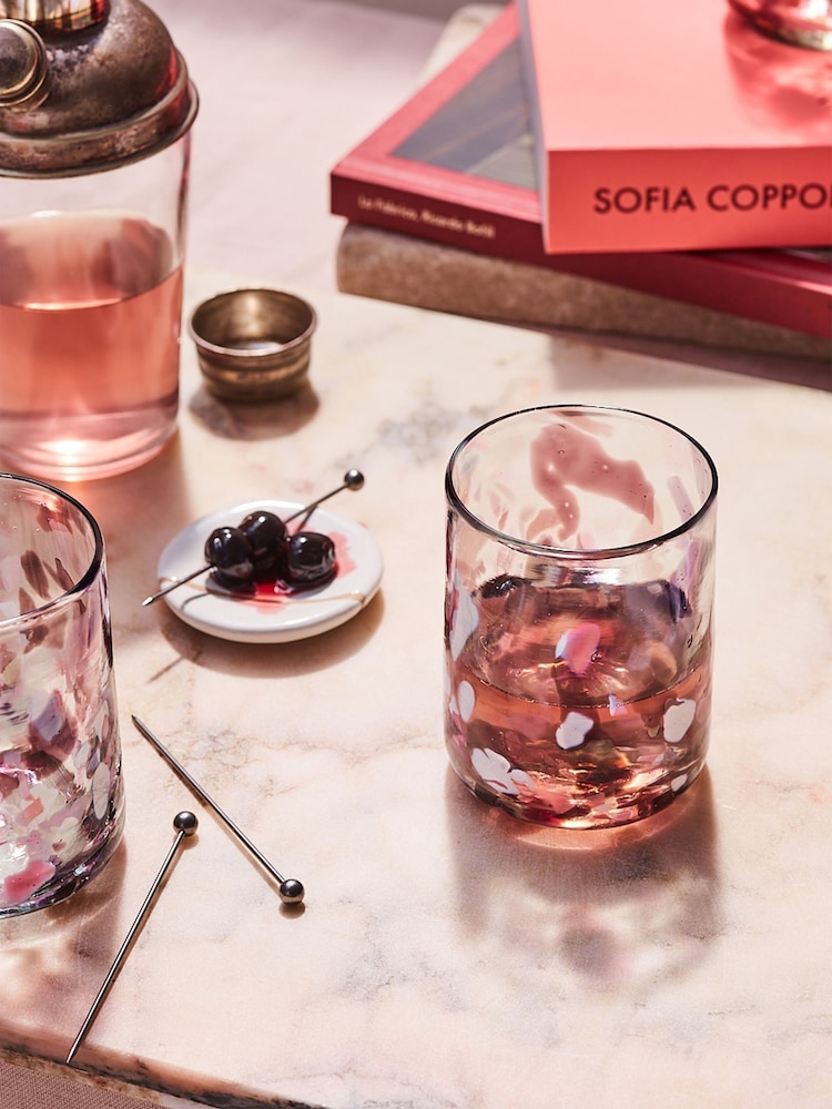 LATE AFTERNOON Morada Pink Glass Tumbler - Image 1 of 6 LATE AFTERNOON Morada Pink Glass Tumbler - Image 1 of 6