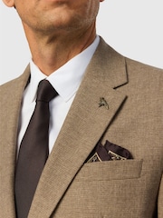 Ted Baker Tailoring Oatmeal Brown Fit Texture Puppytooth Jacket - Image 4 of 4