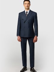 Ted Baker Tailoring Blue Fit Navy Pow Check Double Breasted Jacket - Image 2 of 4