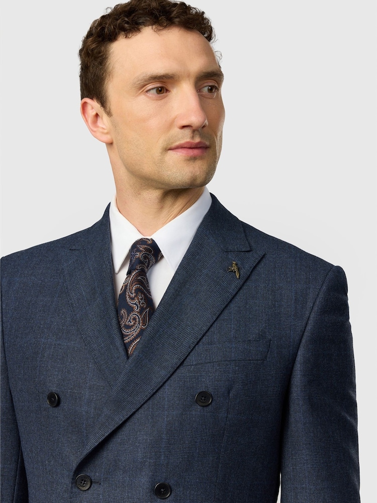 Ted Baker Tailoring Blue Fit Navy Pow Check Double Breasted Jacket - Image 4 of 4 Ted Baker Tailoring Blue Fit Navy Pow Check Double Breasted Jacket - Image 4 of 4