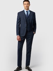 Ted Baker Tailoring Navy Blue Slim Fit Hopsack Check Jacket - Image 2 of 5