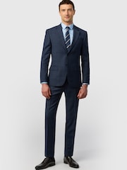 Ted Baker Tailoring Navy Blue Slim Fit Hopsack Check Jacket - Image 3 of 5