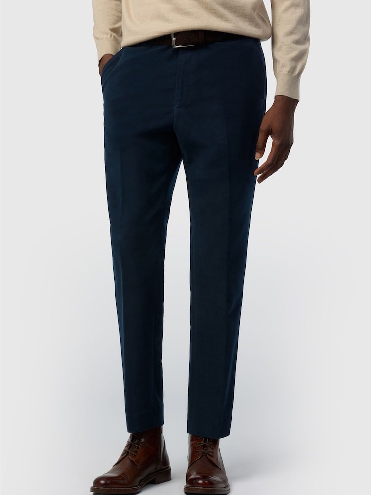 Ted Baker Tailoring Navy Blue Fit Moleskin Trousers - Image 1 of 2 Ted Baker Tailoring Navy Blue Fit Moleskin Trousers - Image 1 of 2