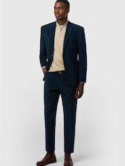 Ted Baker Tailoring Navy Blue Fit Moleskin Trousers - Image 2 of 2