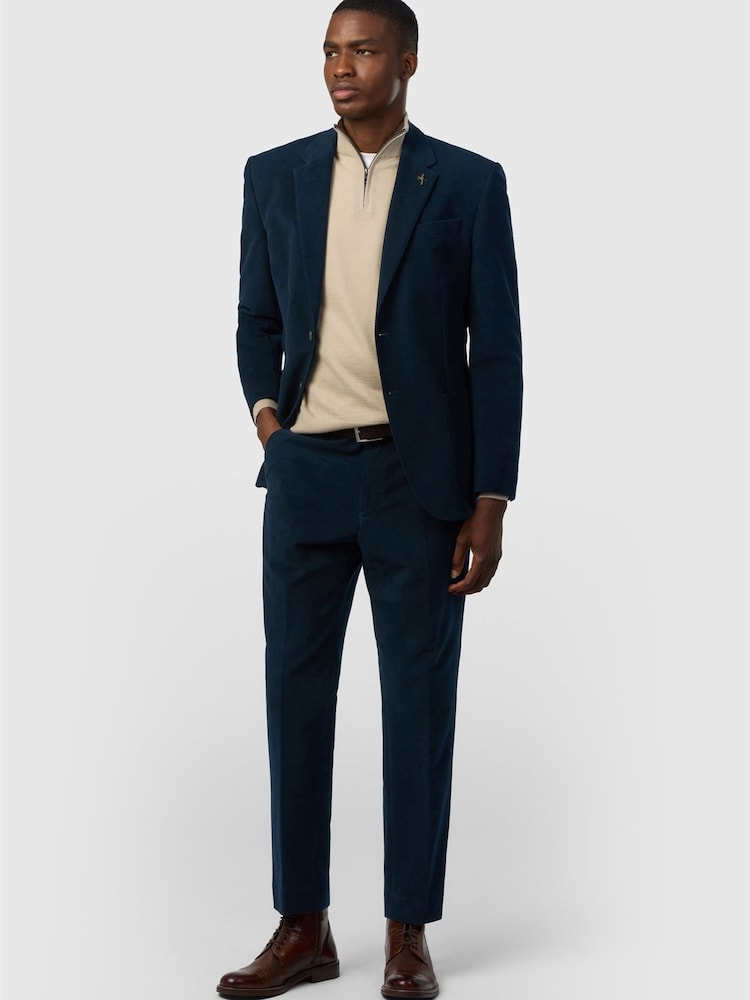 Ted Baker Tailoring Navy Blue Fit Moleskin Trousers - Image 2 of 2 Ted Baker Tailoring Navy Blue Fit Moleskin Trousers - Image 2 of 2