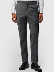 Ted Baker Tailoring Grey Slim Fit Grey Hopsack Check Trousers - Image 1 of 1