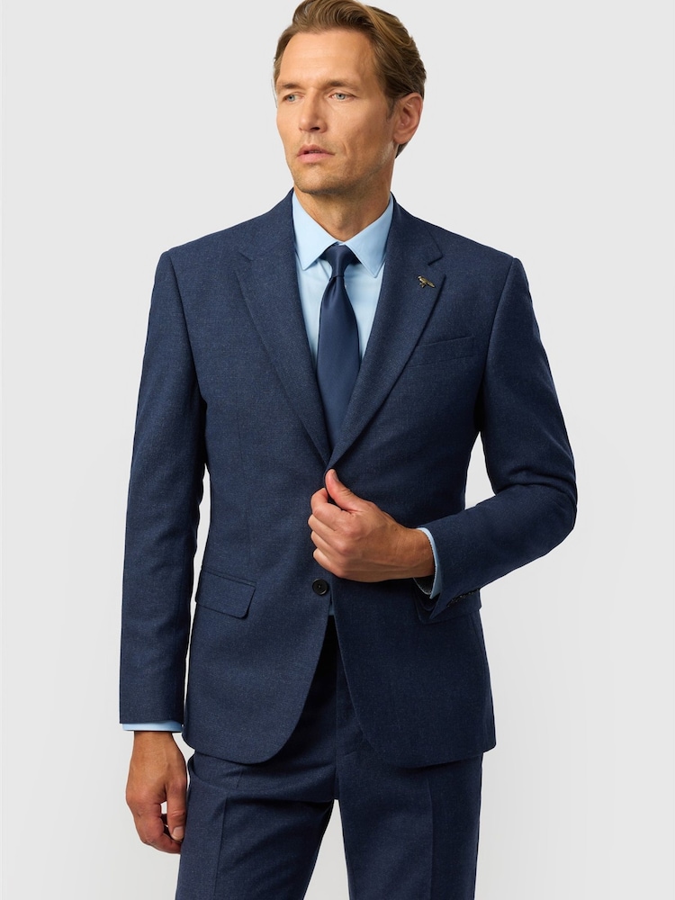 Ted Baker Tailoring Navy Blue Fit Texture Puppytooth Jacket - Image 1 of 4 Ted Baker Tailoring Navy Blue Fit Texture Puppytooth Jacket - Image 1 of 4