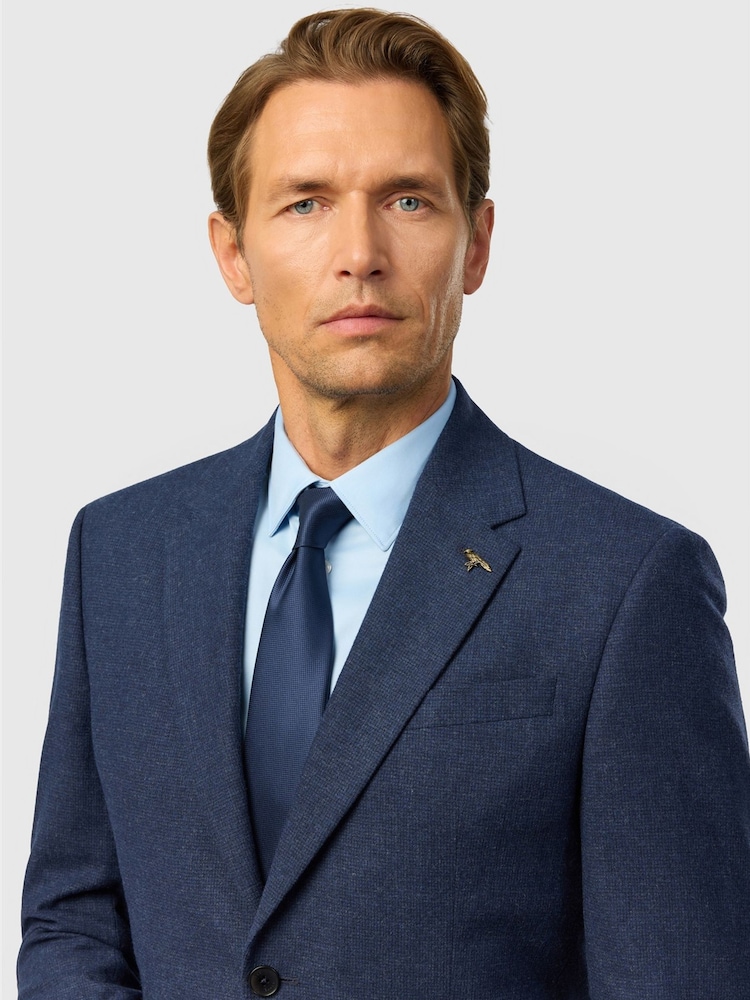 Ted Baker Tailoring Navy Blue Fit Texture Puppytooth Jacket - Image 4 of 4 Ted Baker Tailoring Navy Blue Fit Texture Puppytooth Jacket - Image 4 of 4