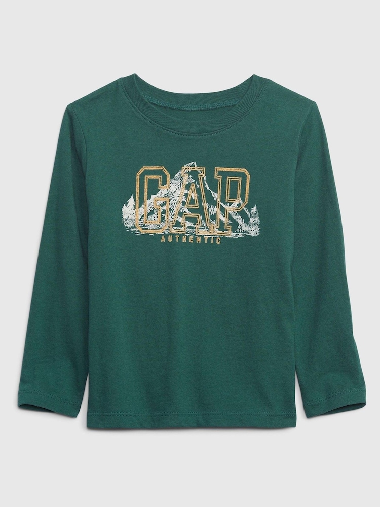 Gap Dark Green Long Sleeve Crew Neck T-Shirt - Image 1 of 2
