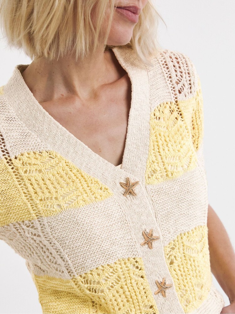 JD Williams White Crochet Patchwork Cardigan - Image 4 of 4