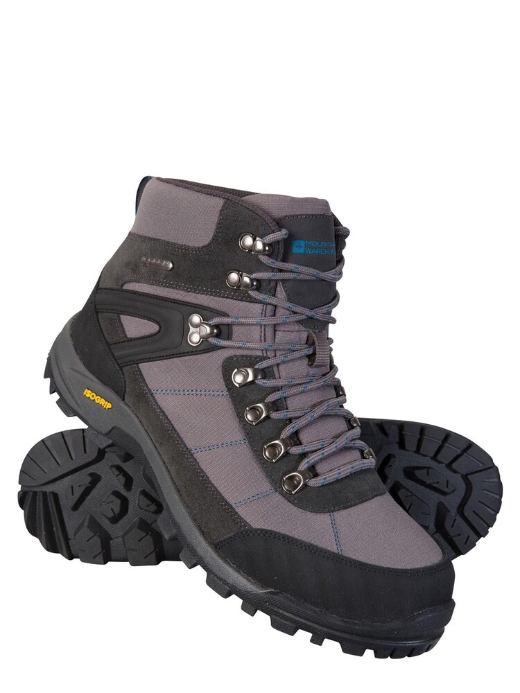 Mountain Warehouse Black and Grey Storm Mens Waterproof Isogrip Walking Boots - Image 1 of 5