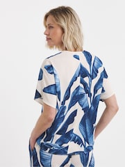 JD Williams Green Boarder Print V Neck Top - Image 3 of 4