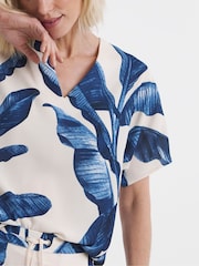 JD Williams Green Boarder Print V Neck Top - Image 4 of 4