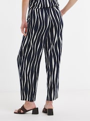 JD Williams Blue/White Linen Mix Barrel Trousers - Image 2 of 4