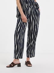 JD Williams Blue/White Linen Mix Barrel Trousers - Image 3 of 4