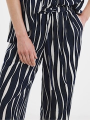 JD Williams Blue/White Linen Mix Barrel Trousers - Image 4 of 4