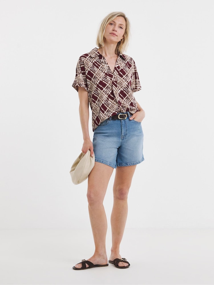 JD Williams White Collar Detail Short Sleeve Tunic Top - Image 1 of 4