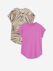 JD Williams Purple Short Sleeve Curved Hem Longline Tops 2 Pack - Image 4 of 4