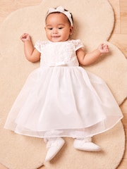 Lipsy Ivory Organza Embroidery Occasion Dress (0mths-6yrs) - Image 1 of 4