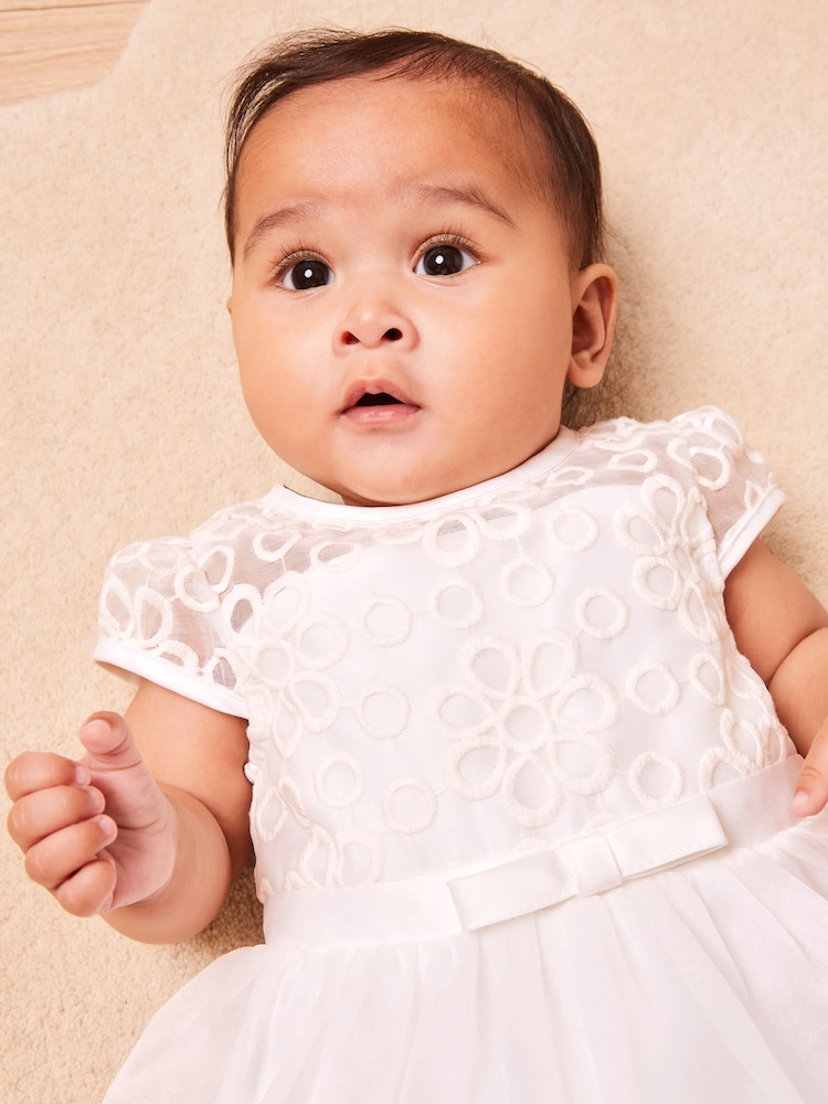 Lipsy Ivory Organza Embroidery Occasion Dress (0mths-6yrs) - Image 2 of 4
