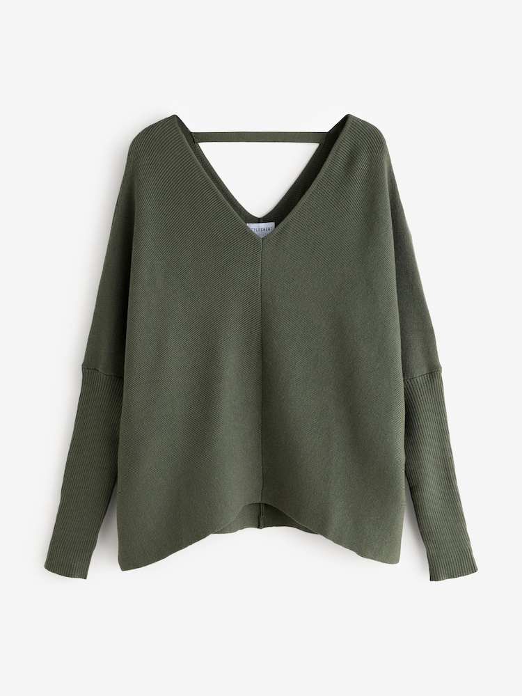 Style Cheat Ella V Neck Jumper - Attēls 4 no 4