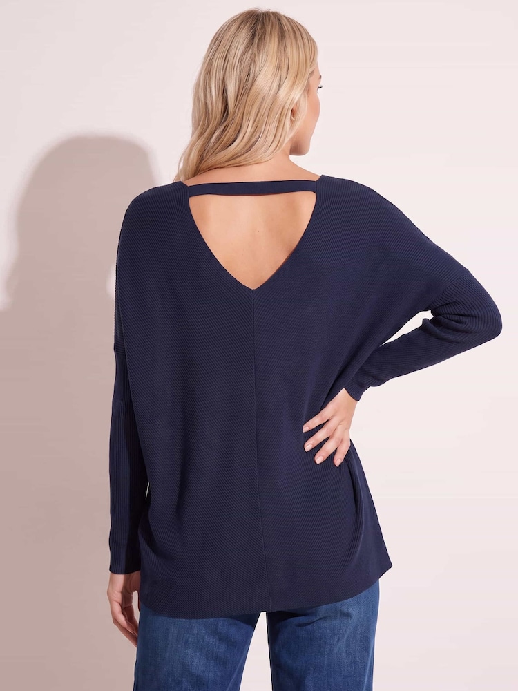Style Cheat Blue Ella V Neck Jumper - Image 2 of 5 Style Cheat Blue Ella V Neck Jumper - Image 2 of 5