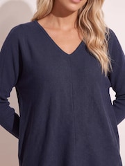 Style Cheat Blue Ella V Neck Jumper - Image 4 of 5