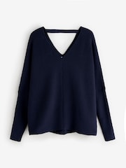 Style Cheat Blue Ella V Neck Jumper - Image 5 of 5