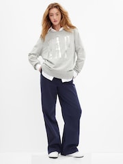 Gap Grey Metallic Logo Crew Neck Sweatshirt - Image 1 of 4