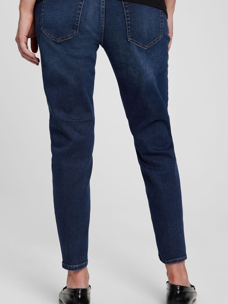 Gap Dark Wash Blue Maternity Over The Bump Cheeky Straight Jeans - Image 2 of 4 Gap Dark Wash Blue Maternity Over The Bump Cheeky Straight Jeans - Image 2 of 4