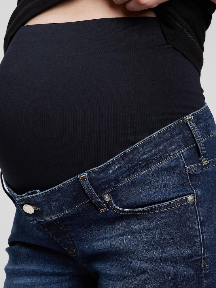 Gap Dark Wash Blue Maternity Over The Bump Cheeky Straight Jeans - Image 4 of 4