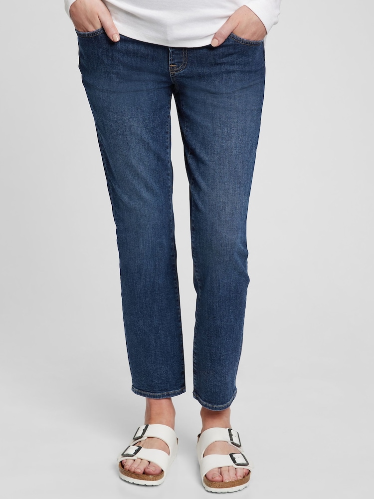 Gap Dark Wash Blue Maternity True Waistband Full Panel Vintage Slim Jeans - Image 1 of 1