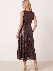 Style Cheat Brown Sequin Fit And Flare Dress - Image 3 of 5