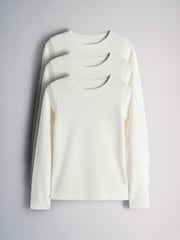 The Set 3 Pack Thermal Pointelle Jersey Long Sleeve T-Shirts White - Image 1 of 6