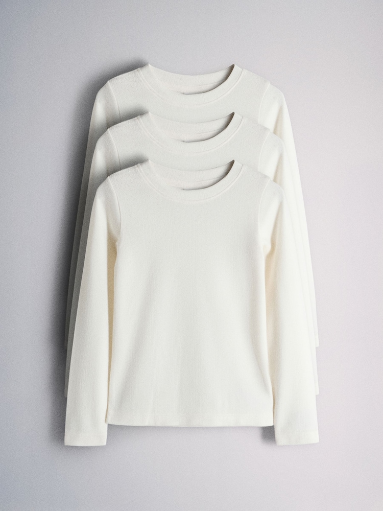 The Set 3 Pack Thermal Pointelle Jersey Long Sleeve T-Shirts White - Image 1 of 6