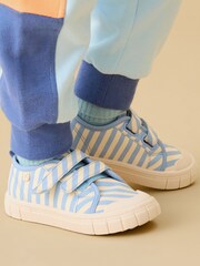 KIDLY by MORI Blue Cotton Canvas Trainers With Easy Adjust Straps - Image 1 of 5