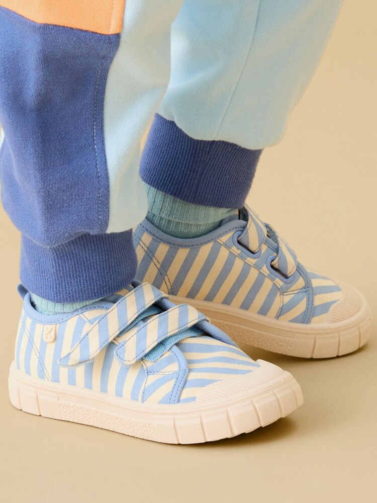 KIDLY by MORI Blue Cotton Canvas Trainers With Easy Adjust Straps - Image 1 of 5
