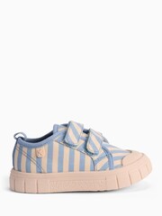 KIDLY by MORI Blue Cotton Canvas Trainers With Easy Adjust Straps - Image 3 of 5
