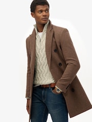 Superdry Brown Merchant Town Coat - Image 3 of 8