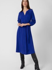 Great Plains Blue Simple Lyocell Long Sleeve Belt Mid Dress - Image 1 of 3
