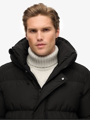 Superdry Black Hooded 5 Baffle Sports Puffer Coat - Image 3 of 6